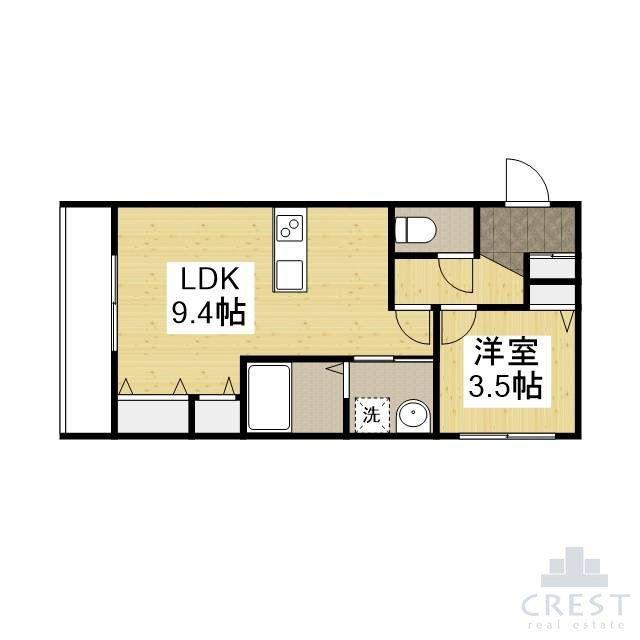 プランドール沖野上(1LDK/1階)の間取り写真
