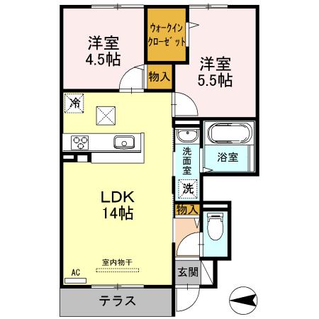 アネシス御立(2LDK/1階)の間取り写真