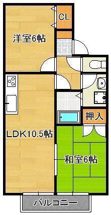 セジュール高松(2LDK/2階)の間取り写真