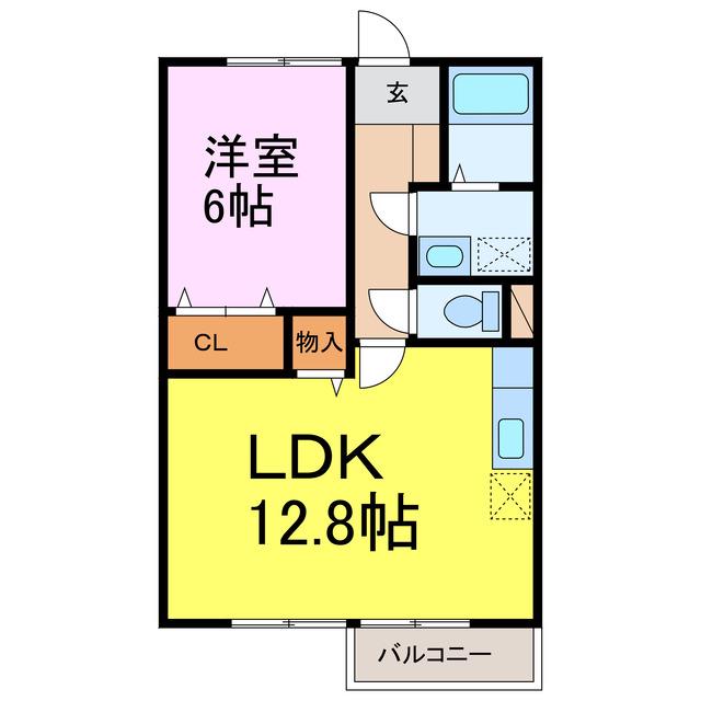 ファミールパレスA(1LDK/1階)の間取り写真