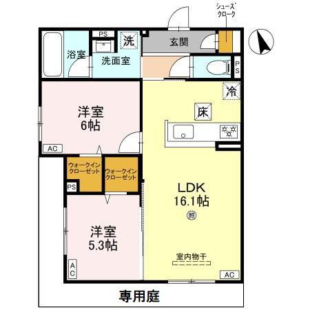 ファブール東羽衣(2LDK/1階)の間取り写真