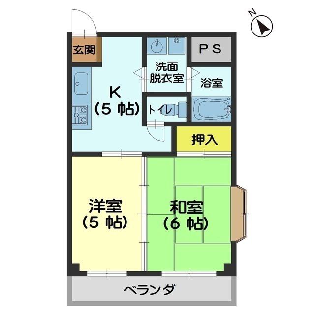 ハイツ茶屋町(2K/2階)の間取り写真