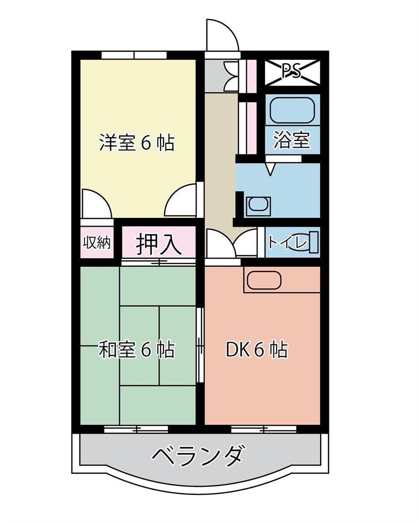 アムフルス2号館(2DK/2階)の間取り写真