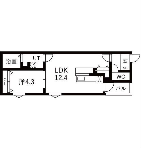 BC生駒C(1LDK/3階)の間取り写真