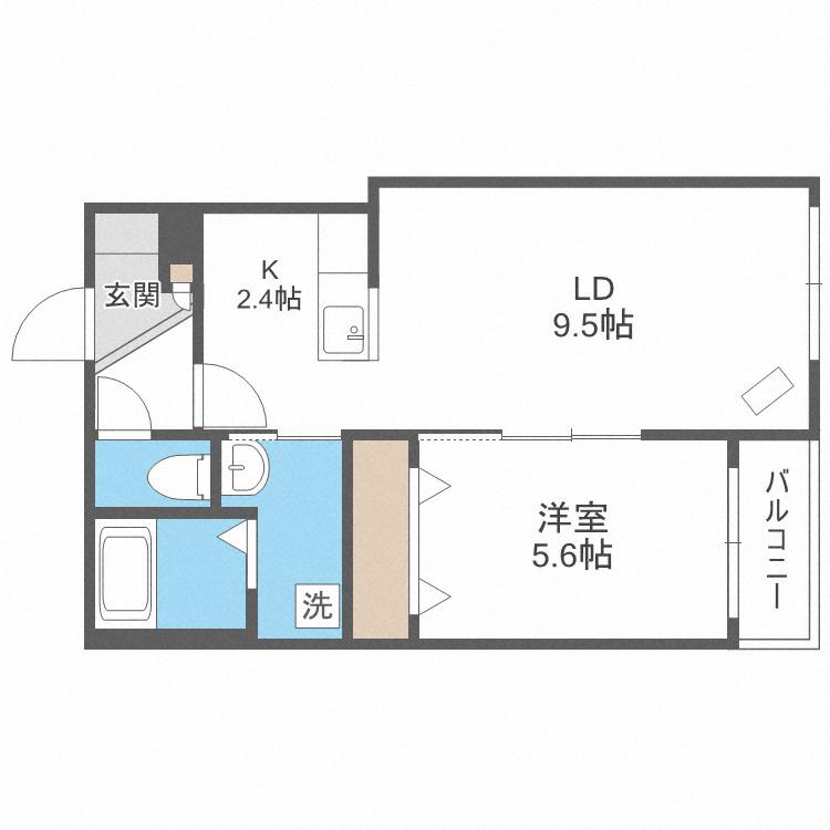 グランスター9(1LDK/2階)の間取り写真