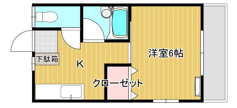 西本学生寮(1K/2階)の間取り写真