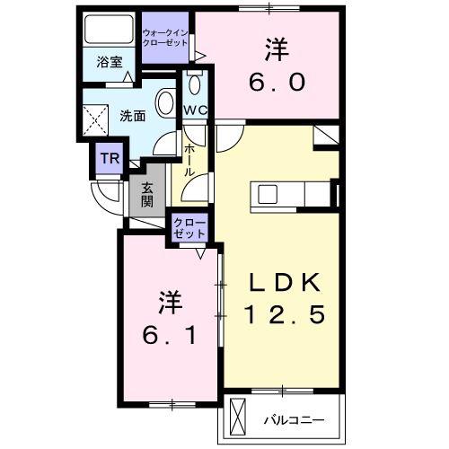 ラリュール I(2LDK/2階)の間取り写真