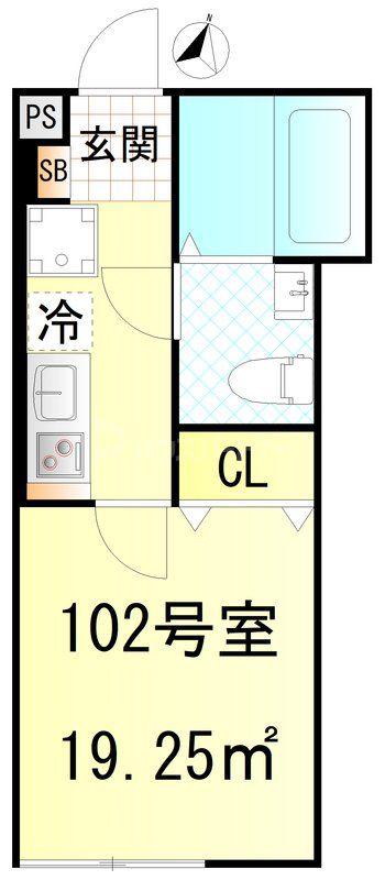 CFジオーレ北綾瀬テラス(1K/1階)の間取り写真