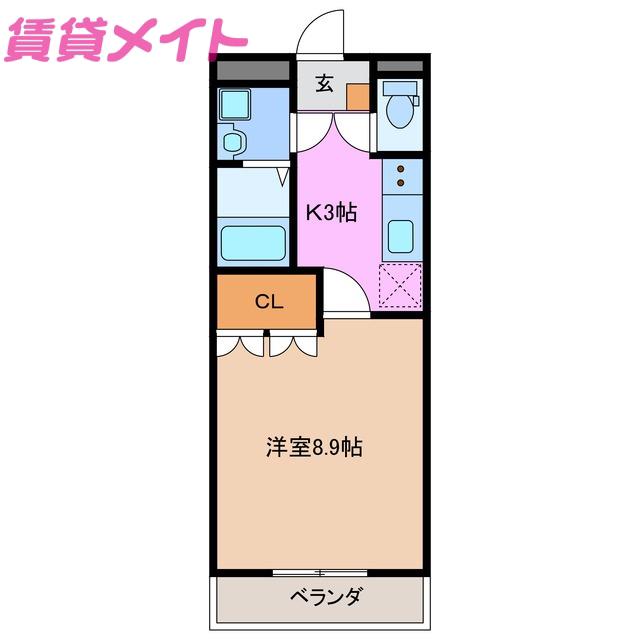 ラポール和田(1K/1階)の間取り写真