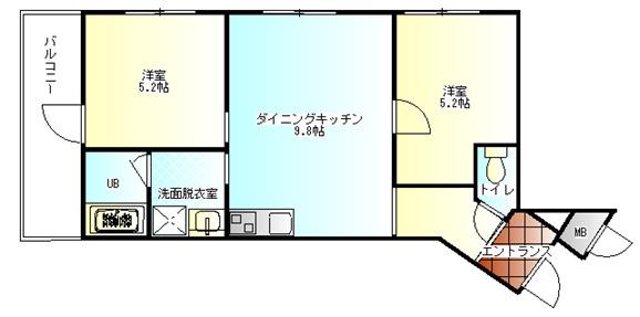 T・T STUDIO(2LDK/2階)の間取り写真