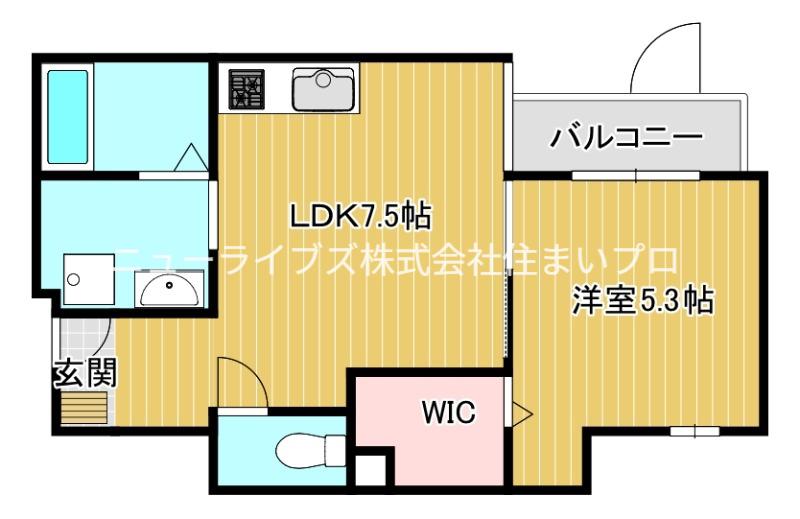 アレグリア忍ケ丘(1DK/1階)の間取り写真
