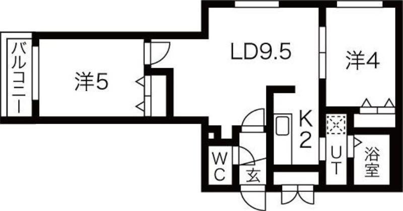 エスポワールN20(2LDK/1階)の間取り写真