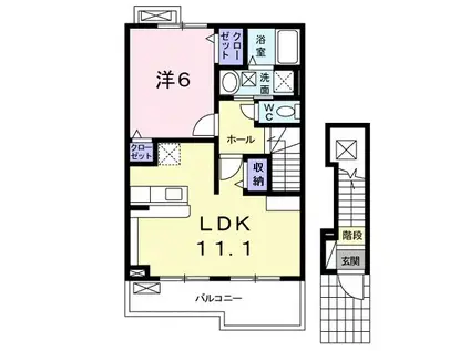 ロッソローザ(1LDK/2階)の間取り写真