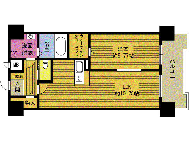 FERIOわさだ(1LDK/3階)の間取り写真