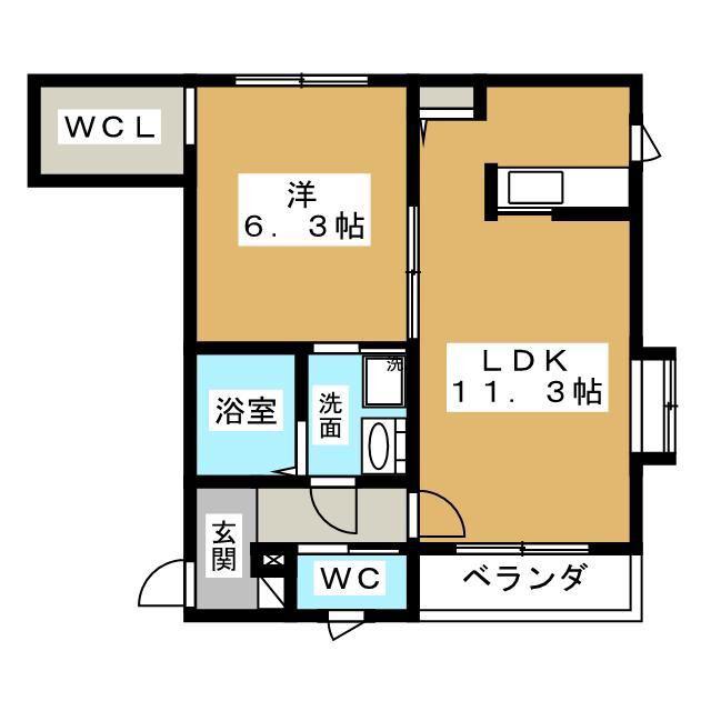 エクラージュ B(1LDK/1階)の間取り写真