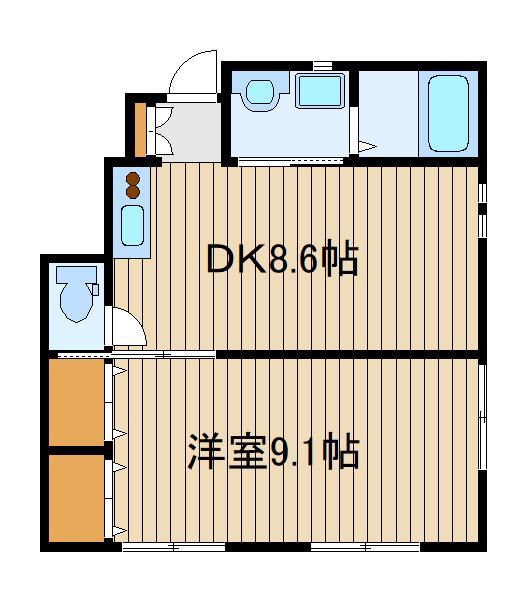 エフプレスト土支田(1LDK/1階)の間取り写真
