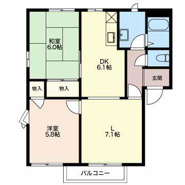オレンジパーク野田 C(2LDK/2階)の間取り写真