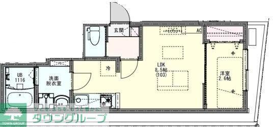 リディアコート北越谷(1LDK/2階)の間取り写真
