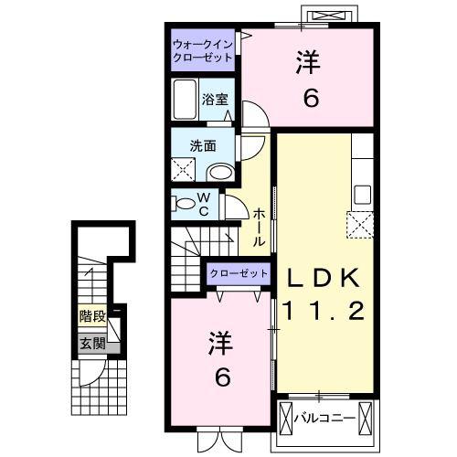 PETIT ANGE II(2LDK/2階)の間取り写真