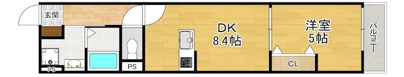 ウイング牧野駅前(1LDK/3階)の間取り写真