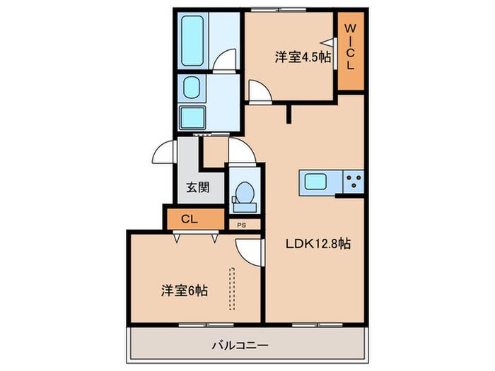 D-RESIDENCE荘園A(2LDK/3階)の間取り写真