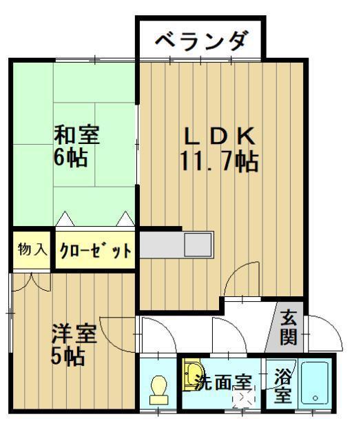 翠コーポ(2LDK/1階)の間取り写真