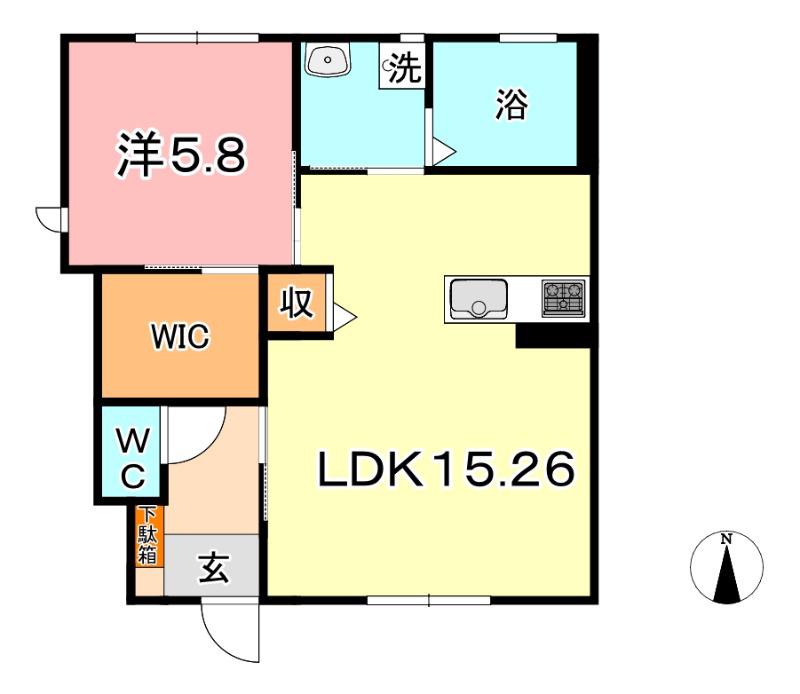 ランドマーク元町 B(1LDK/1階)の間取り写真