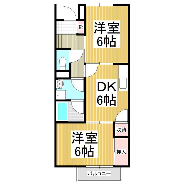 SURPLUS TWOアクアマリンKOSHIBA(2DK/2階)の間取り写真