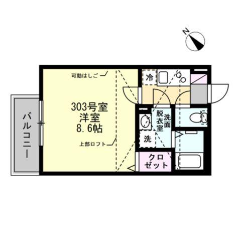ベイルーム田奈I(1K/3階)の間取り写真