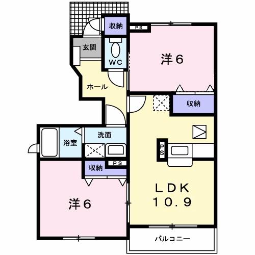 ミレニアムS I(2LDK/1階)の間取り写真