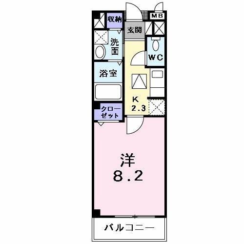 リュミエールアッシュ(1K/1階)の間取り写真