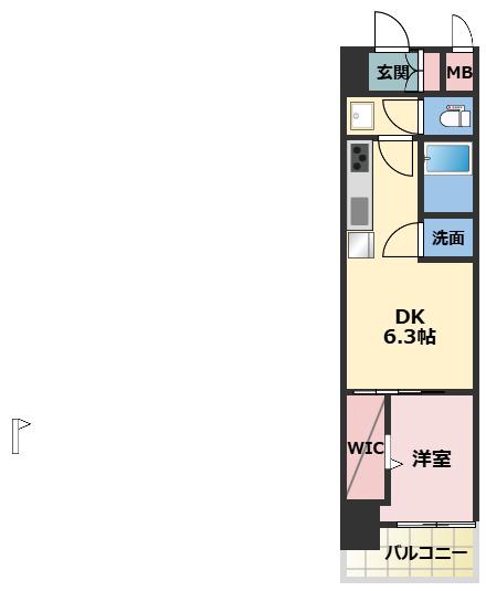 ALIVIS九条(1DK/4階)の間取り写真