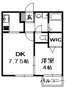 ブランシェ・ドミール(1DK/1階)の間取り写真
