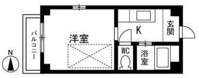 ビバリーハウス西新B(ワンルーム/2階)の間取り写真