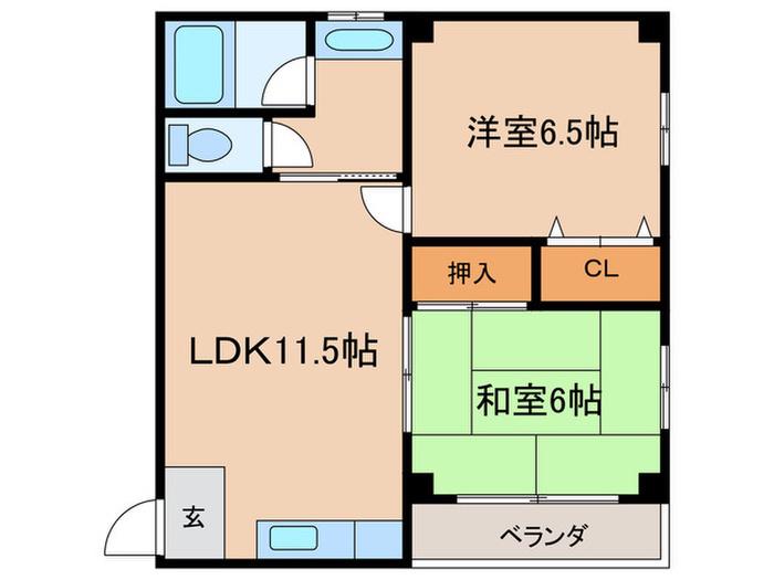 寿ハイツ(2LDK/2階)の間取り写真