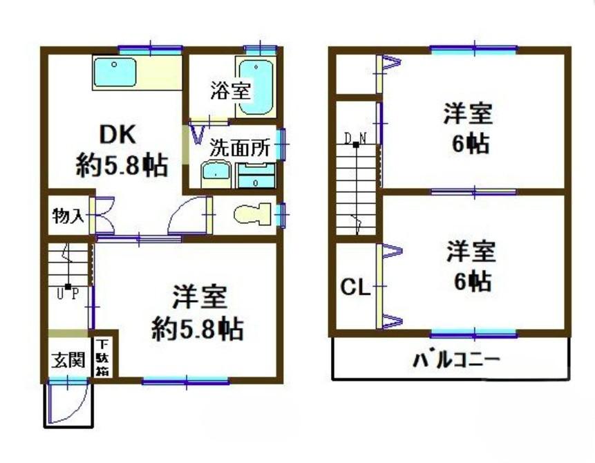 サザンヴィラII(3DK/1階)の間取り写真