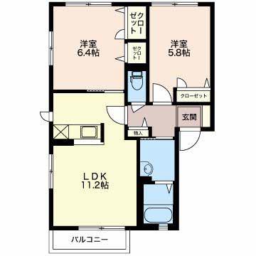SH・フェリーチェ(2LDK/2階)の間取り写真