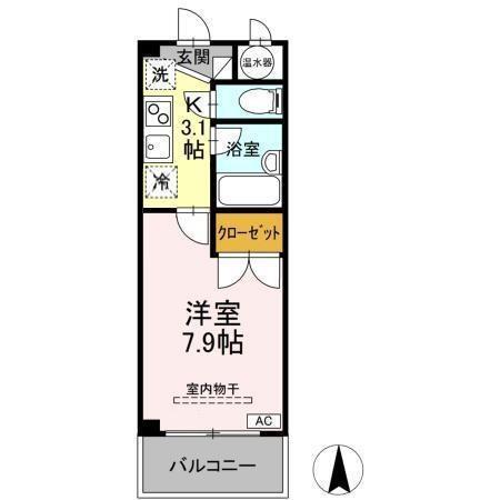 シティオ岩倉(1K/1階)の間取り写真