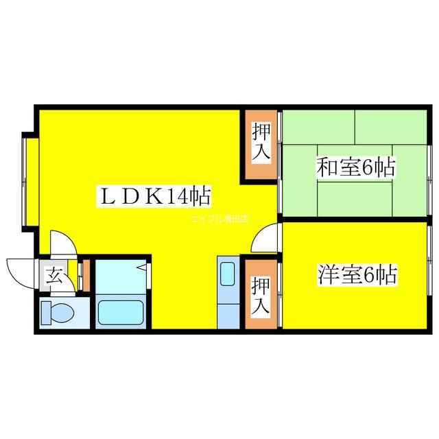 第15大成コーポ(2LDK/2階)の間取り写真
