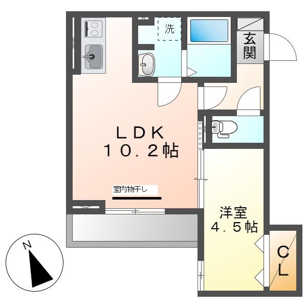 ベイ ブランシェ老松(1LDK/3階)の間取り写真