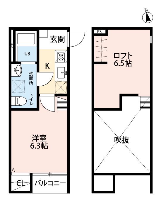 T.A宮町1丁目(1K/2階)の間取り写真