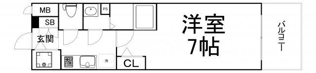 エスリード京橋ウエスト(1K/7階)の間取り写真
