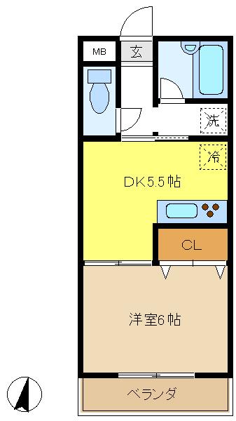 グランシャリオまちだ(1DK/1階)の間取り写真