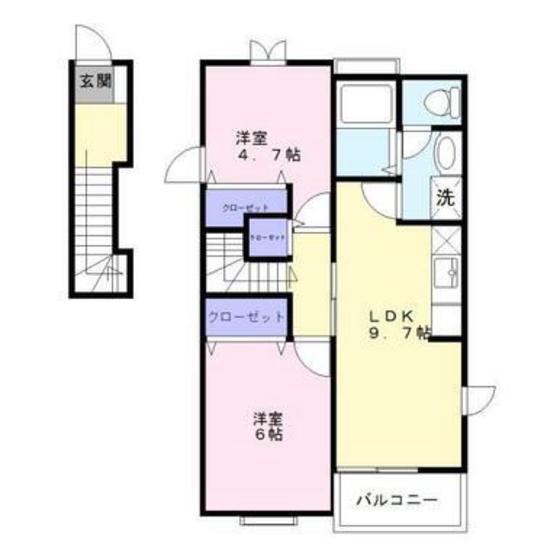 グランメール(2LDK/2階)の間取り写真