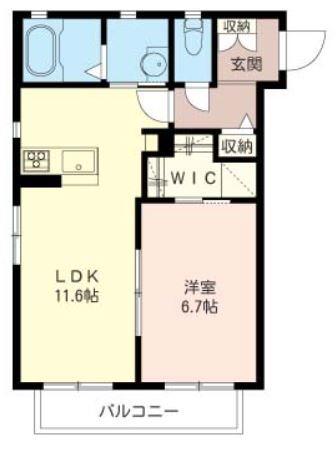 グランメール藤原(1LDK/2階)の間取り写真
