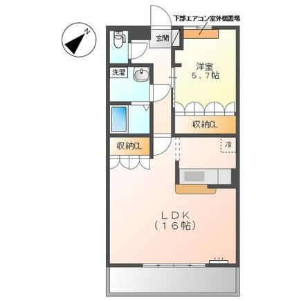 ジラフ2010(1LDK/2階)の間取り写真