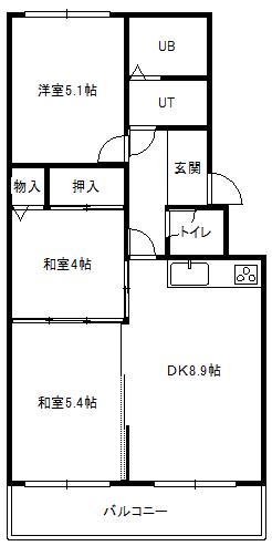 南2条マンション(3DK/2階)の間取り写真