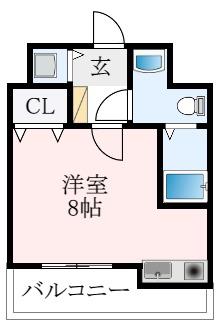 ライフデザイン新金岡B棟(ワンルーム/4階)の間取り写真