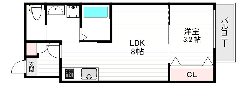 H-MAISON大正VI(1LDK/1階)の間取り写真