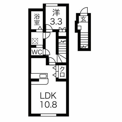 ルミエール(1LDK/2階)の間取り写真